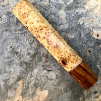 Custom Japanese Knife handle (wa handle) - Yellow Cedar Burl and Desert Ironwood