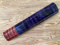 Custom Japanese Knife handle (wa handle) for 165-210 mm - Purple dyed curly maple