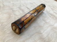 Custom Japanese Knife Handle (Wa Handle) - Litchenberg Burned Osage Orange with Turquoise Inlay