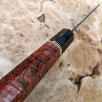 Custom Anryu AS hammered Gyuto 180mm - black ash burl and Macassar ebony