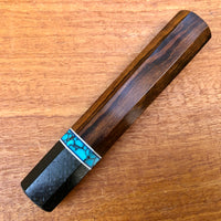Custom Japanese Knife handle (wa handle) for 165-210mm : Ironwood, turquoise and carbon fiber