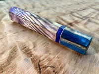 Custom Japanese Knife Handle (Wa Handle) - Curly Ash with Amethyst Inlay and Spalted Maple