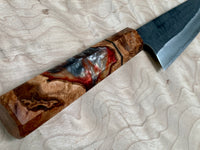 Custom Anryu Aogami Super KU hammered Bunka 170mm : mesquite burl hybrid