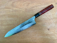 Custom Yu Kurosaki Fujin Hammered 240mm (10”) Gyuto Chef Knife- Dyed Mango Burl