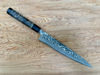 Custom Takashi Saji R2/SG2 Damascus 240 Sujihiki- buckeye burl and horn