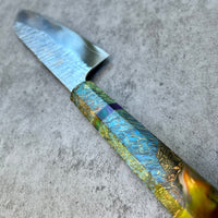 Custom Yu Kurosaki Raijin Cobalt Special Steel Santoku 165mm -Black Ash Burl hybrid