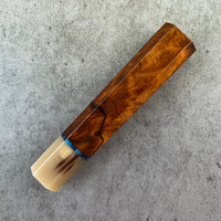 Custom Japanese Knife handle (wa handle) for 165-210mm : Desert Ironwood with vintage poker chip and blonde horn
