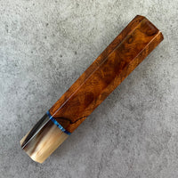 Custom Japanese Knife handle (wa handle) for 165-210mm : Desert Ironwood with vintage poker chip and blonde horn