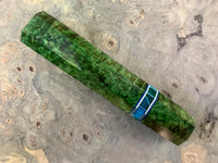 Custom Japanese Knife handle (wa handle) for 210 mm - Emerald dyed mango burl