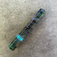 Custom Japanese Knife handle (wa handle) for 240mm - Green dyed masur birch and turquoise