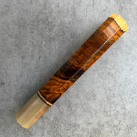 Custom Japanese Knife handle (wa handle) for 240 mm: Desert Ironwood Burl, copper and blonde horn
