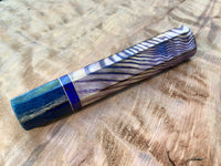 Custom Japanese Knife Handle (Wa Handle) - Curly Ash with Amethyst Inlay and Spalted Maple