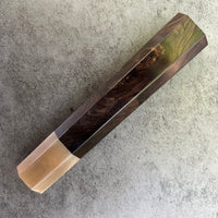 Custom Japanese Knife handle (wa handle) for 165-210mm : African Blackwood burl and marbled horn