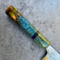 Custom Yu Kurosaki Raijin Cobalt Special Steel Santoku 165mm -Black Ash Burl hybrid