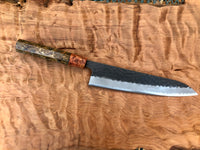 Custom Tsunehisa AS KU Hammered Gyuto 210mm - Maple Burl