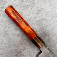 Custom Hunter Valley Blade hand rubbed San Mai 1095 Sujihiki 250mm - Siamese rosewood and horn