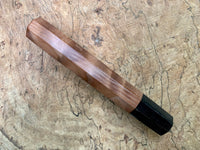 Custom Japanese Knife handle (wa handle) - Curly Redwood and marbled horn