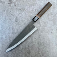 Mutsumi Hinoura Nashiji Stainless clad Shirogami 2 Gyuto 210 mm with burnt chestnut