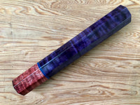 Custom Japanese Knife handle (wa handle) for 165-210 mm - Purple dyed curly maple