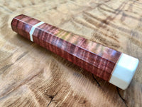 Custom Japanese Knife Handle (Wa Handle) - Dyed Quilted Maple with Faux Ivory
