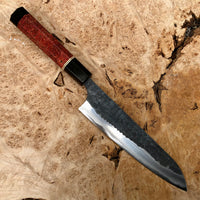 Custom Anryu AS hammered Gyuto 180mm - black ash burl and Macassar ebony