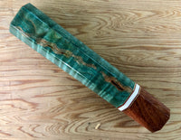 Custom Japanese Knife handle (wa handle) for 240mm - Sea green dyed curly maple with Honduran rosewood
