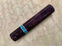 Custom Japanese Knife handle (wa handle) - purple dyed oak burl with turquoise