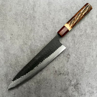 Custom Yamamoto Asai Aogami Super Damascus 240 Gyuto - Burnt Ash