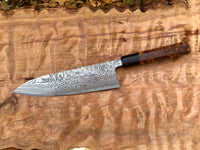 Shiro Kamo Black Damascus SG2 Gyuto Chef Knife 210mm - Redwood burl