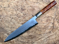 Custom Tetsujin Metal Flow Blue #2 Gyuto 240mm - Amboyna Burl