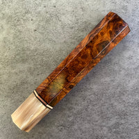 Custom Japanese Knife handle (wa handle) for 240mm - Desert Ironwood burl and marbled horn