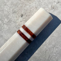 Custom Japanese Knife handle (wa handle) for 165-210mm : White pearl and bronze double stripe