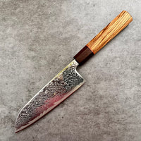 Custom Tsunehisa Nami AUS10 Damascus Santoku 165mm - Zebrawood