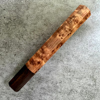 Custom Japanese Knife handle (wa handle) for 240mm - Thuya burl and African Blackwood