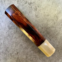 Custom Japanese Knife handle (wa handle) for 165-210mm: Dark ironwood and blonde horn