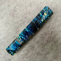 Custom Japanese Knife handle (wa handle) for 240mm - Black and Blue dyed box elder