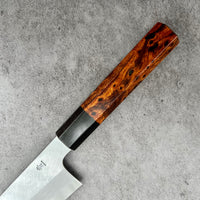 Custom Kagekiyo Yoshikazu Tanaka B1 Damascus 210 mm Gyuto - Birds Eye Desert Ironwood and horn