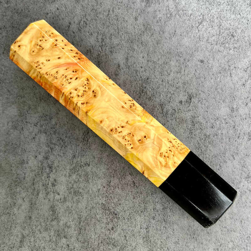 Custom Japanese Knife handle (wa handle)  for 240mm - Canadian yellow cedar burl and horn