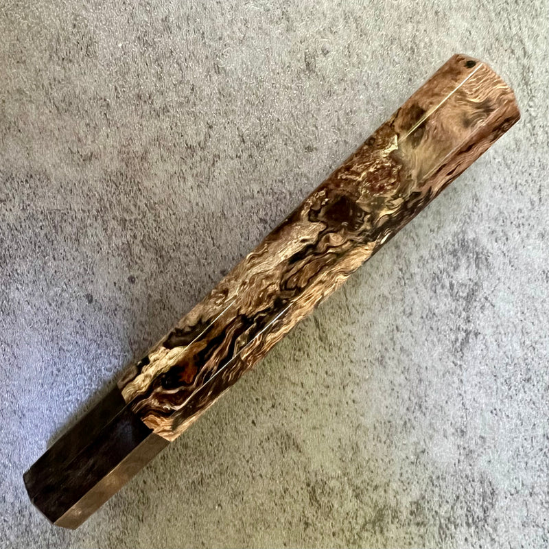 Custom Japanese Knife handle (wa handle)  for 240mm -  Spalted Oak Burl and horn