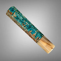 Custom Japanese Knife handle (wa handle)  for 165-210 mm: Dyed Macassar Ebony Sapwood and blonde horn