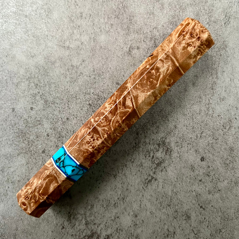 Custom Japanese Knife handle (wa handle)  for 240mm - Maple burl and turquoise