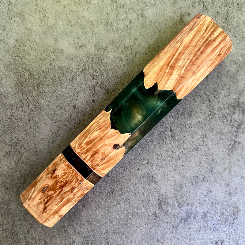 Custom Japanese Knife handle (wa handle)  for 240mm -  Maple burl hybrid