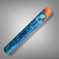Custom Japanese Knife handle (wa handle)  for 165-210 mm: Dyed box elder burl hybrid blue/orange