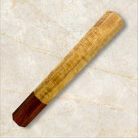 Custom Japanese Knife handle for 240mm   -  Curly blonde mahogany and desert ironwood