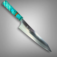 Custom Yu Kurosaki Gekko VG XEOS Gyuto 210mm  - Dyed Box Elder Burl