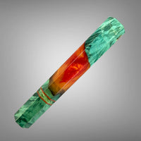 Custom Japanese Knife handle (wa handle)  for 165-210 :  Box elder burl hybrid - green dye, orange gold swirl
