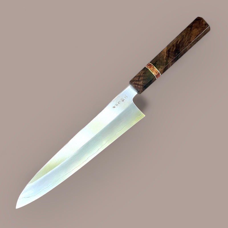 Custom Nakagawa Satoshi Ginsan 3 Gyuto 240mm  - Turkish Walnut Burl