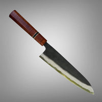 Custom Kyohei Shindo Iron clad Aogami Kurouchi Gyuto  210 mm - Curly Western Myall : Sugi Cutlery