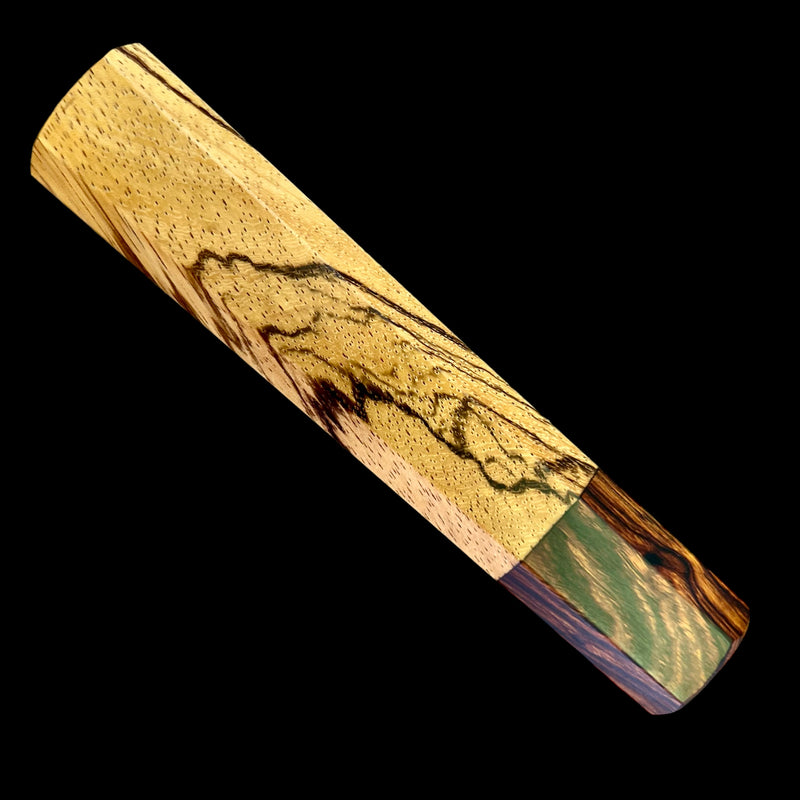 Custom Japanese Knife handle (wa handle)  for 210mm: Zebrawood and desert ironwood