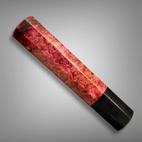 Custom Japanese Knife handle (wa handle)  for 165-210 mm: Dyed Maple burl and horn